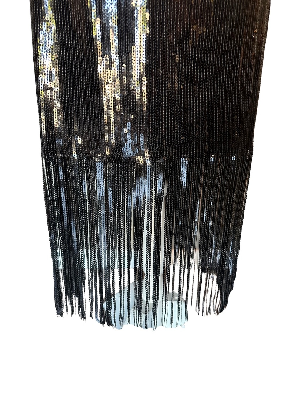 Skies Are Blue Black Sequin Fringe Midi Skirt - Picture 2 of 3
